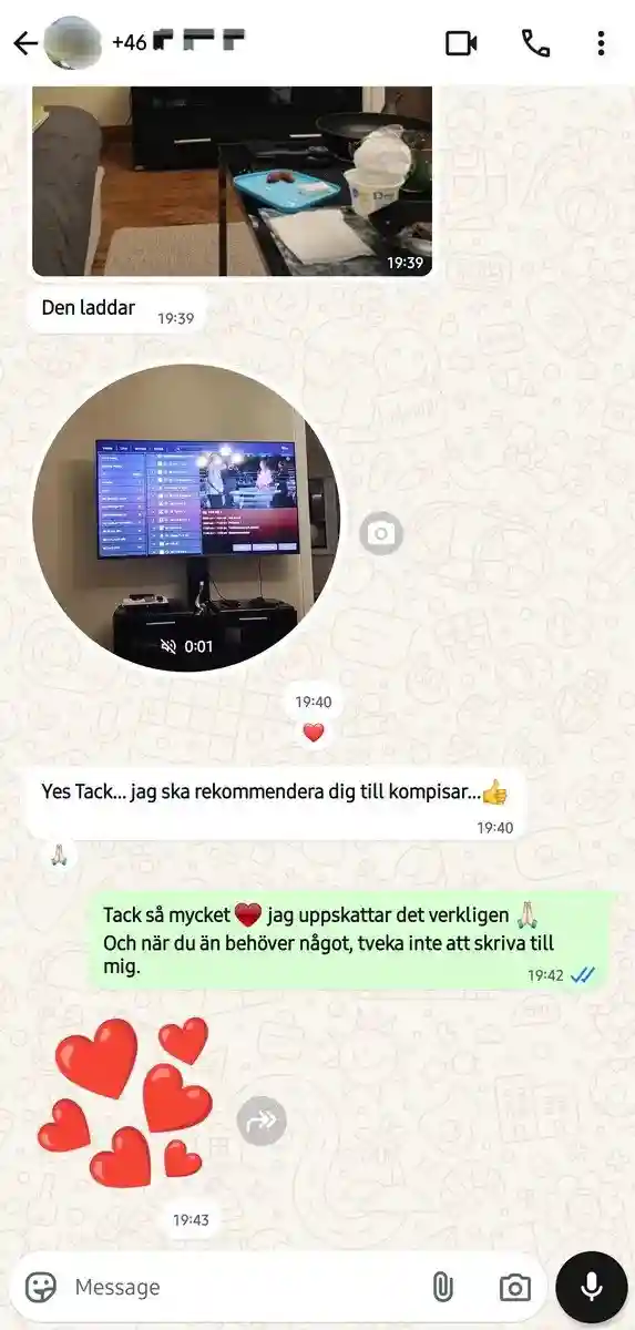Nordic IPTV kundfeedback WhatsApp